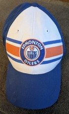 Men's Edmonton Oilers NHL Hockey Puma Adjustable Blue Orange Stripe Embroidered