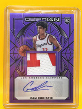 2024-25 Panini Obsidian Cam Christie #217 Purple Flood Rookie Auto /75 Clippers