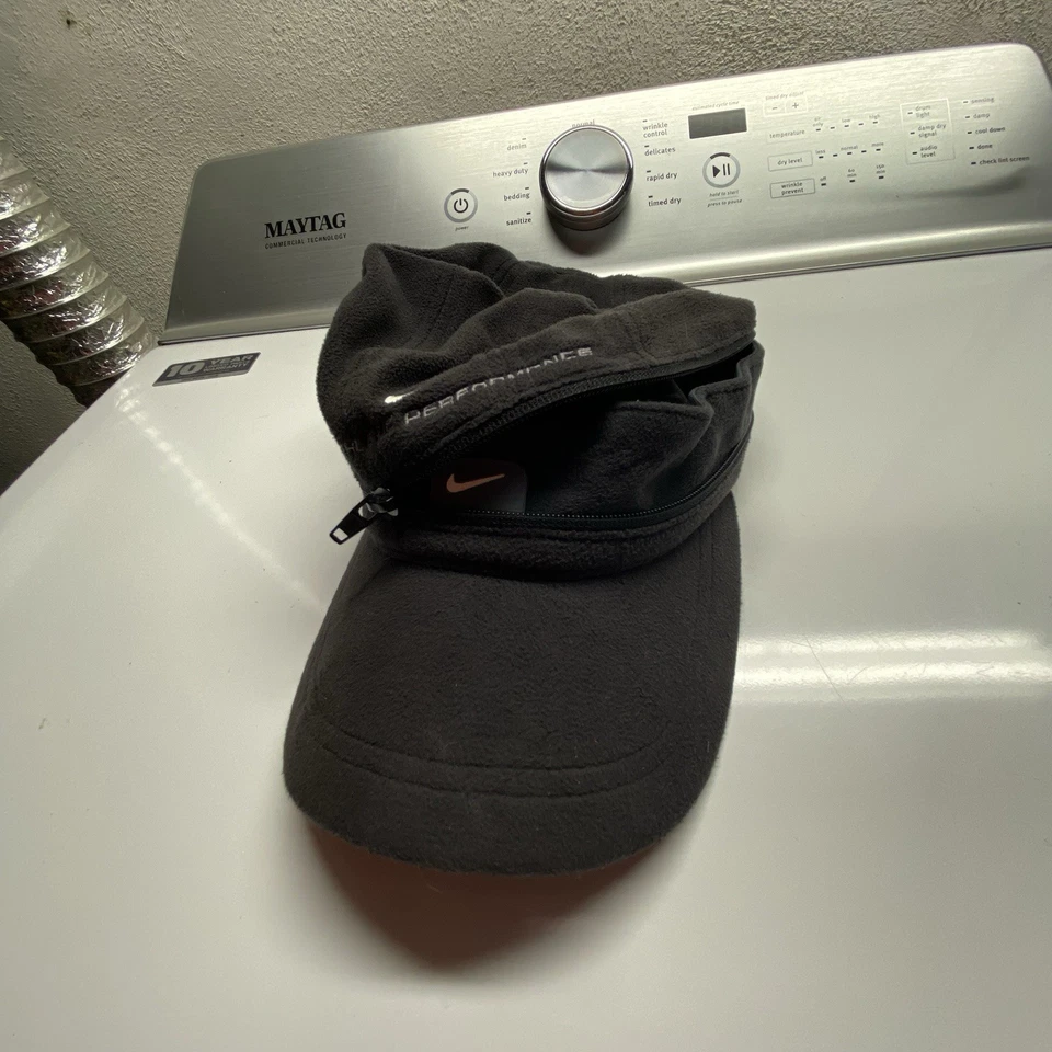 Vintage 90s Nike Fleece Convertible Tech Raver Visor / Cap Y2K Fuzzy Rave / Skater - Bild 2 von 4