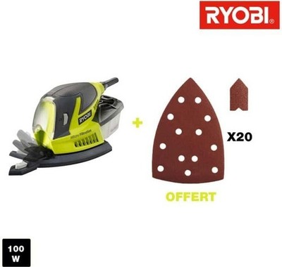 Ryobi RPS100-SA20 Deltaschleifer 100W 99x149mm 20 Schleifblätter Tasche Neu