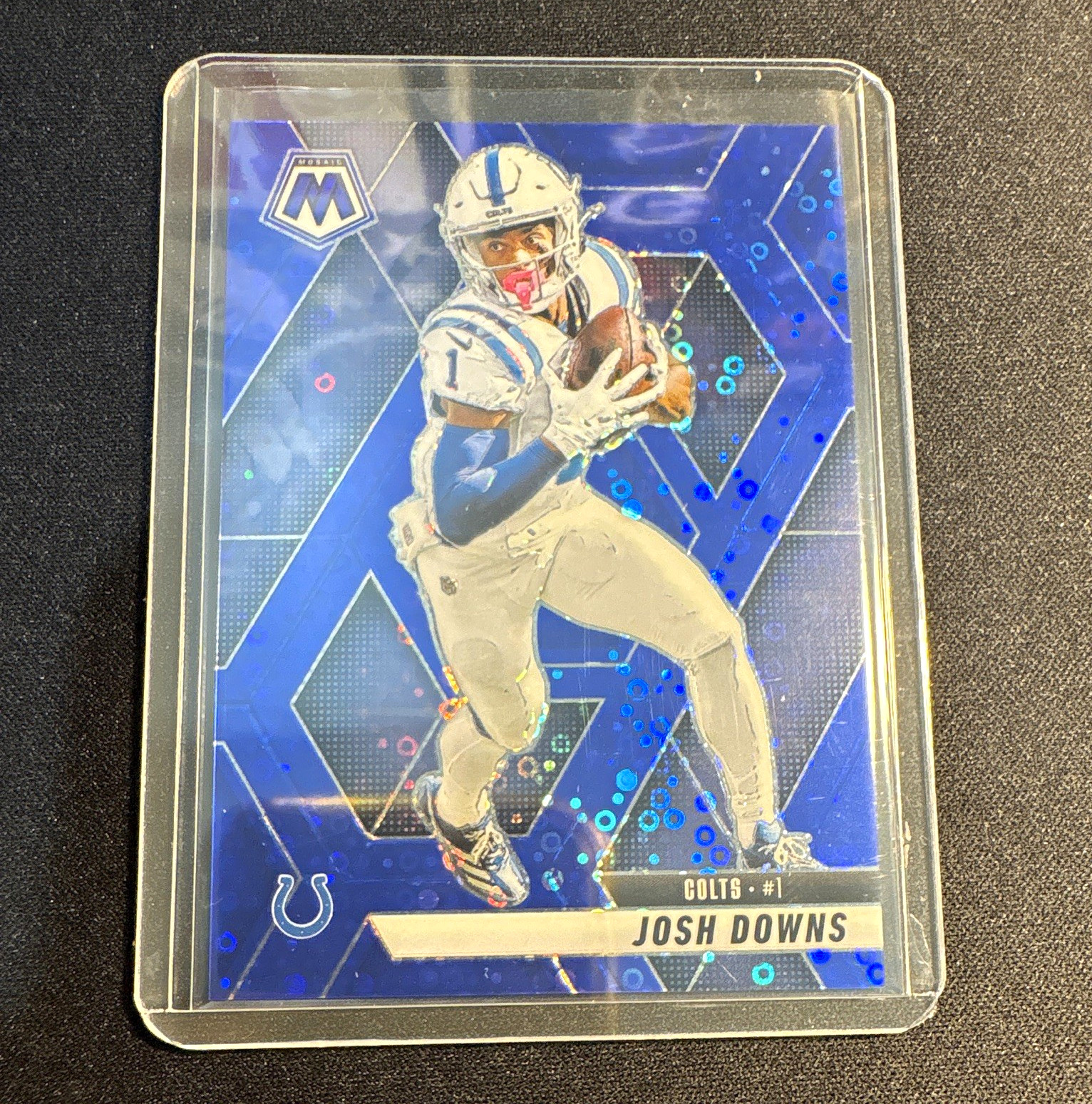 Panini 2025 Mosaic Josh Downs Indianapolis Colts #145 Blue Mosaic Prizm /99