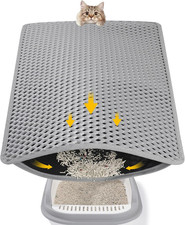 Double Layer Cat Litter Mat, 24x15 Inch Waterproof Litters Box Mat, Non-Slip Cat