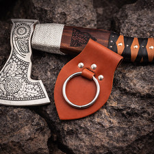 Universal Genuine Bovine Leather Axe Holder Ring Frog Medieval Outdoor Survival