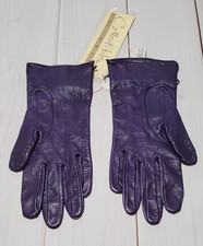 ARIS COLLECTIBLES VINTAGE WOMENS SILK LINED PURPLE LEATHER GLOVES 7 1/2
