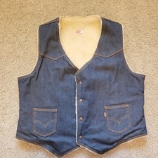 Vintage Levi's Orange Tab Sherpa Lined Denim Vest XL 60606-0217 USA Made