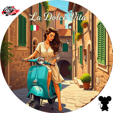 Blechschild Rund (461) 🛵 La Dolce Vita - Vespa Lady from Toscana - Italien 💋