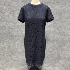 Lauren Ralph Lauren Dress Womens 10 Navy Floral Lace Shift Short Sleeve Party
