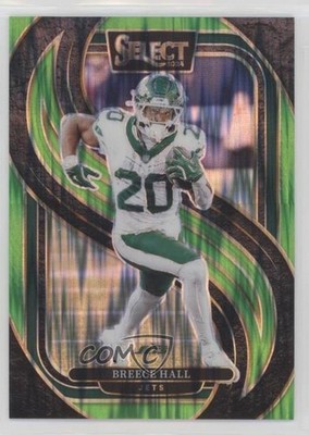 2024 Panini Select Premier Level Neon Green Shock Prizm 180/499 Breece Hall 1k0e