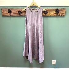 Vanessa Zani Classic 100% Linen Sleeveless Midi Dress Made in Italy Grey M Coast