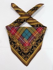 MAN HANDKERCHIEF Gianfranco Ferre Plaid Gold Gold POCKET SQUARE COTTON 19  