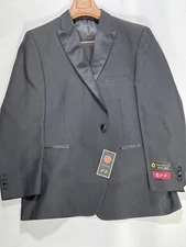 Mens P and L Black Peak Collar Classic Tuxedo 42R Formalwear NEW