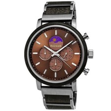 Holzwerk BRAKE Herren & Damen Holz Uhr Mondphase Chronograph in silber, braun
