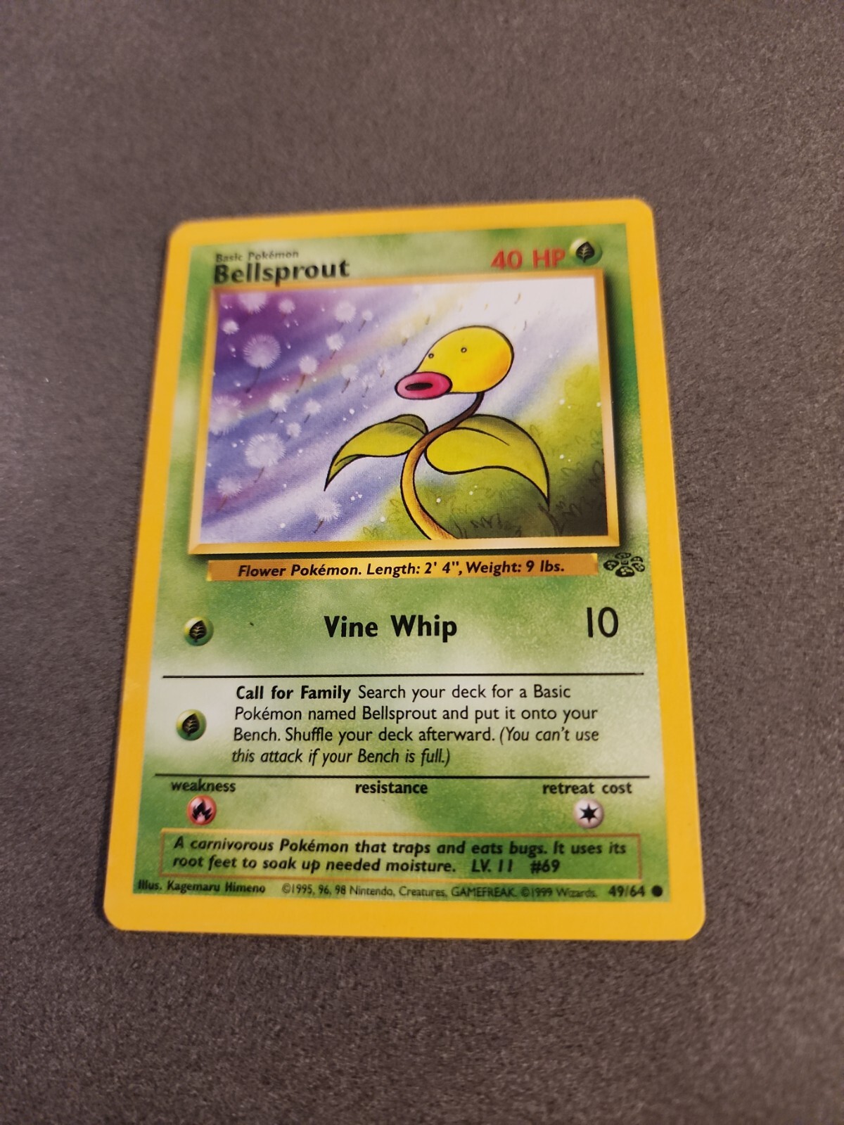 BELLSPROUT - Jungle Set - 49/64 - Common - Pokemon Card - Unlimited Ed- NM a3