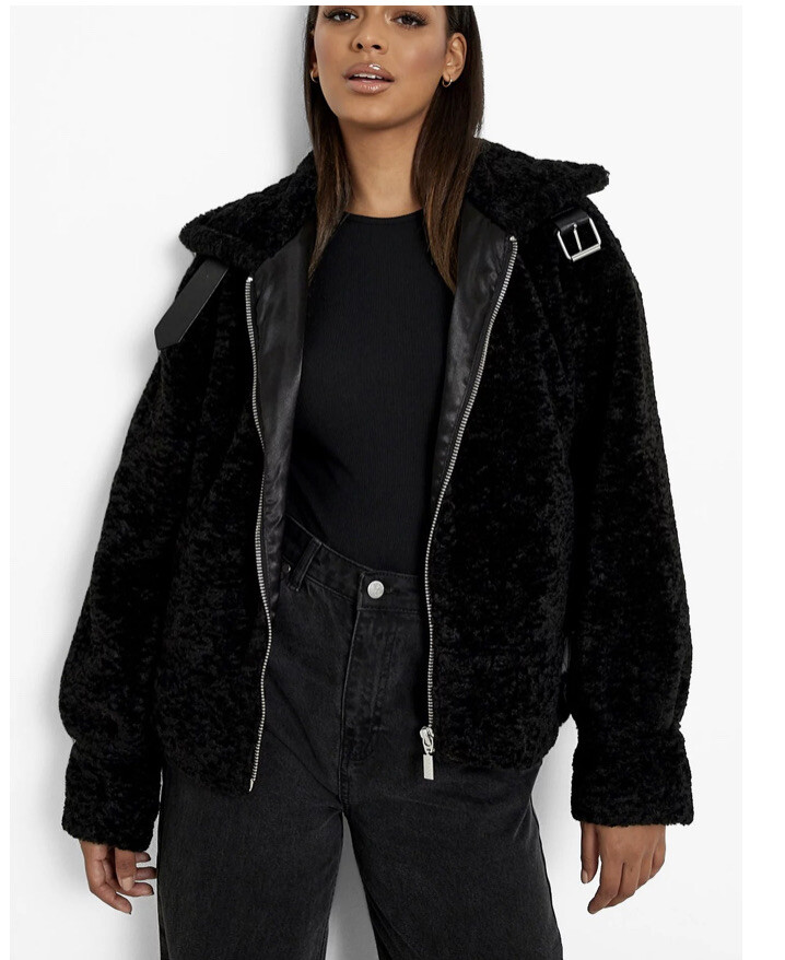 Fur Coat Boohoo Oversized Hooded Teddy Jacket Womens Boohoo Teddy