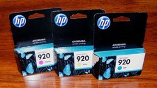 Genuine HP 920 Cyan, Yellow,  Magenta Ink Cartridges Sealed In Boxes Expired 