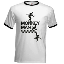 Mens Monkey Man 2 Tone Ska Ringer T Shirt Specials Madness Suggs 