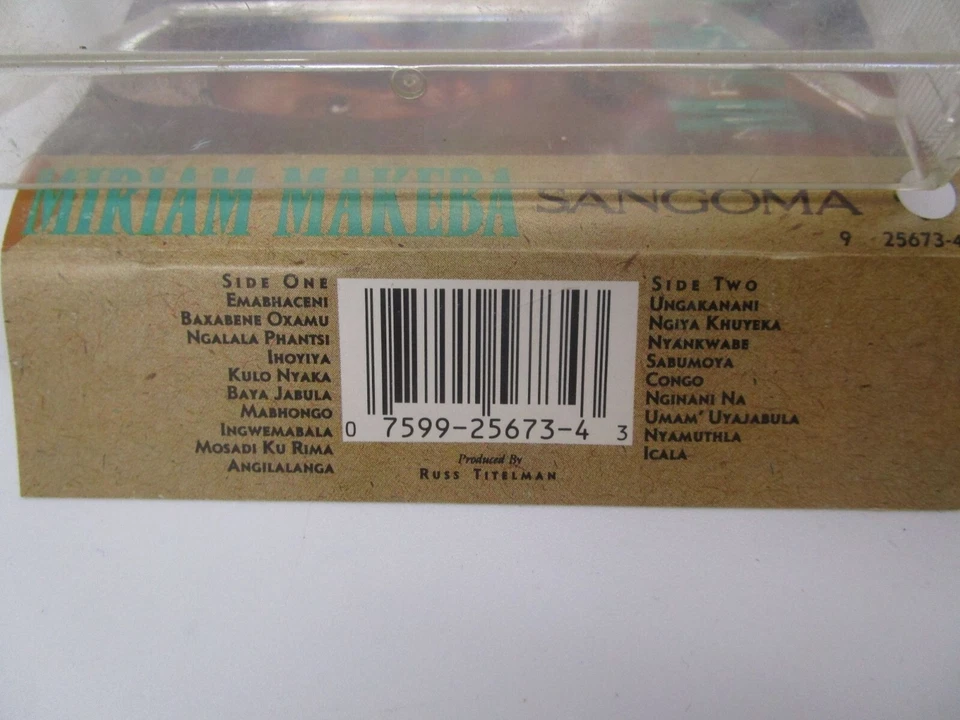 Miriam Makeba "Sangoma" Audio Cassette Album In Clear Case Foto 3 de 3