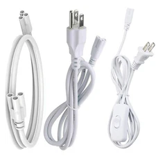 2FT~6FT T8 T5 LED Tube Lights 3 Pin Connector Power Cables Cords Wire US Plug
