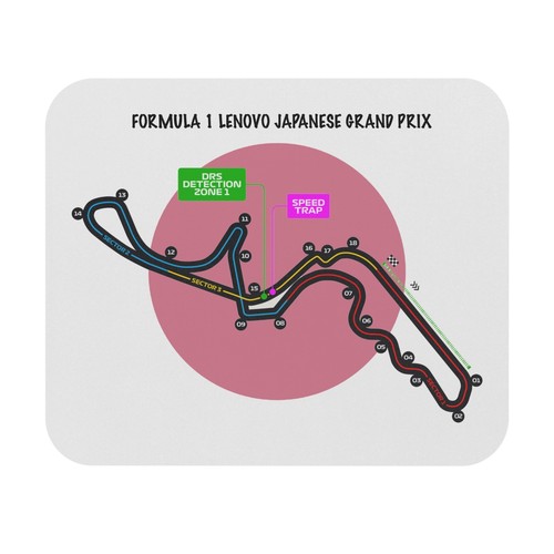 Formula One Mouse Pad for Japanese Grand Prix track layout and flag. - Picture 2 of 5