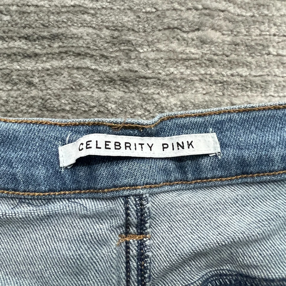 Celebrity Pink Shorts Size 13/31 Womens Cutoff Stretch Blue Denim - Image 3 of 4