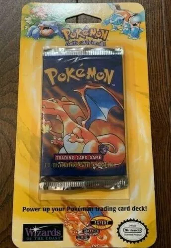 1999 POKEMON FACTORY SEALED SHADOWLESS BLISTER BOOSTER PACK CHARIZARD ART 34 g