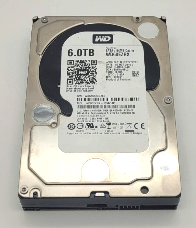 Western Digital Recertified WD60EZRX 6 TB SATA III 3.5 in Drive eBay