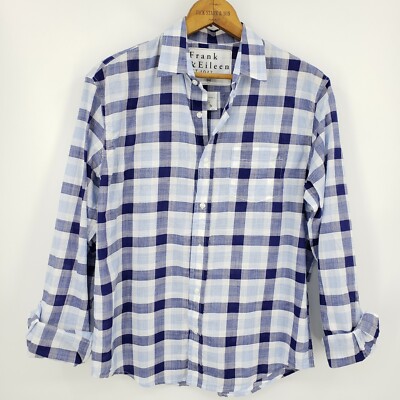 NWOT Frank & Eileen Luke Shirt Mens XXS/30 Blue Plaid Long Sleeve
