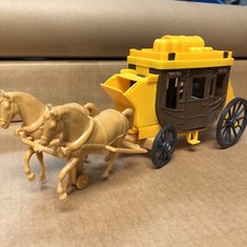 Vintage Stage Coach with 2 Horses, cowboy kids toy