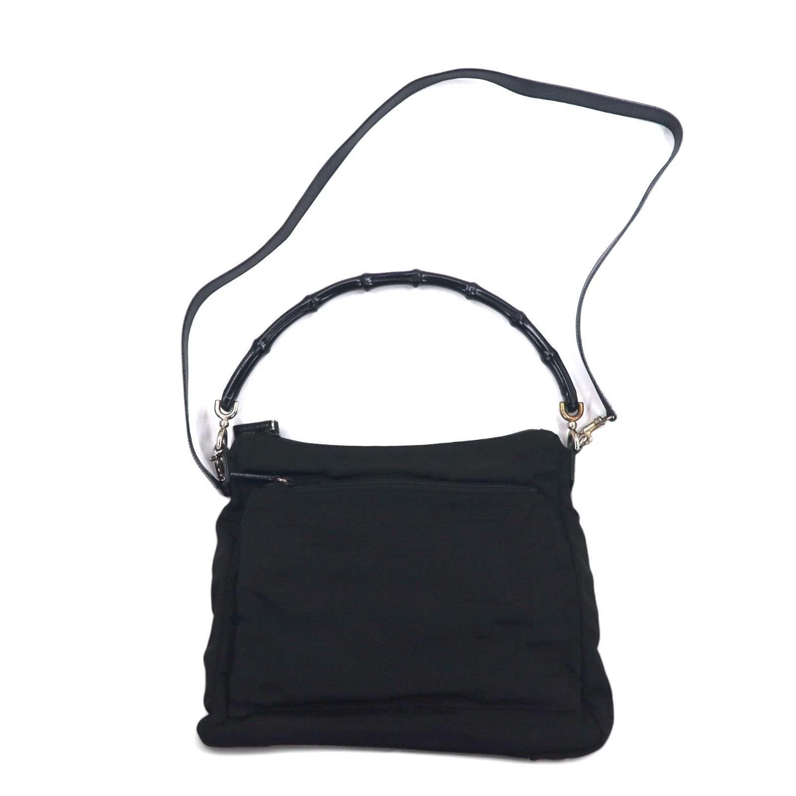 Sac à main bandoulière GUCCI Italy Made 2WAY bambou noir nylon 000・0509 002058