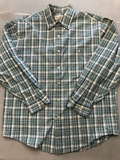 Eddie Bauer Shirt Men's Medium 100 Cotton Green Plaid Short Sleeve button Up