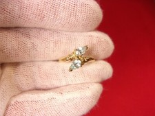 N/M CONDITION LADIES STERLING SILVER GOLD VERMEIL RING, 2 TEARDROP TOPAZ BYPASS