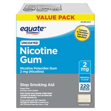 Equate Uncoated Nicotine Polacrilex Gum 2 Mg, Original Flavor, 220 Count