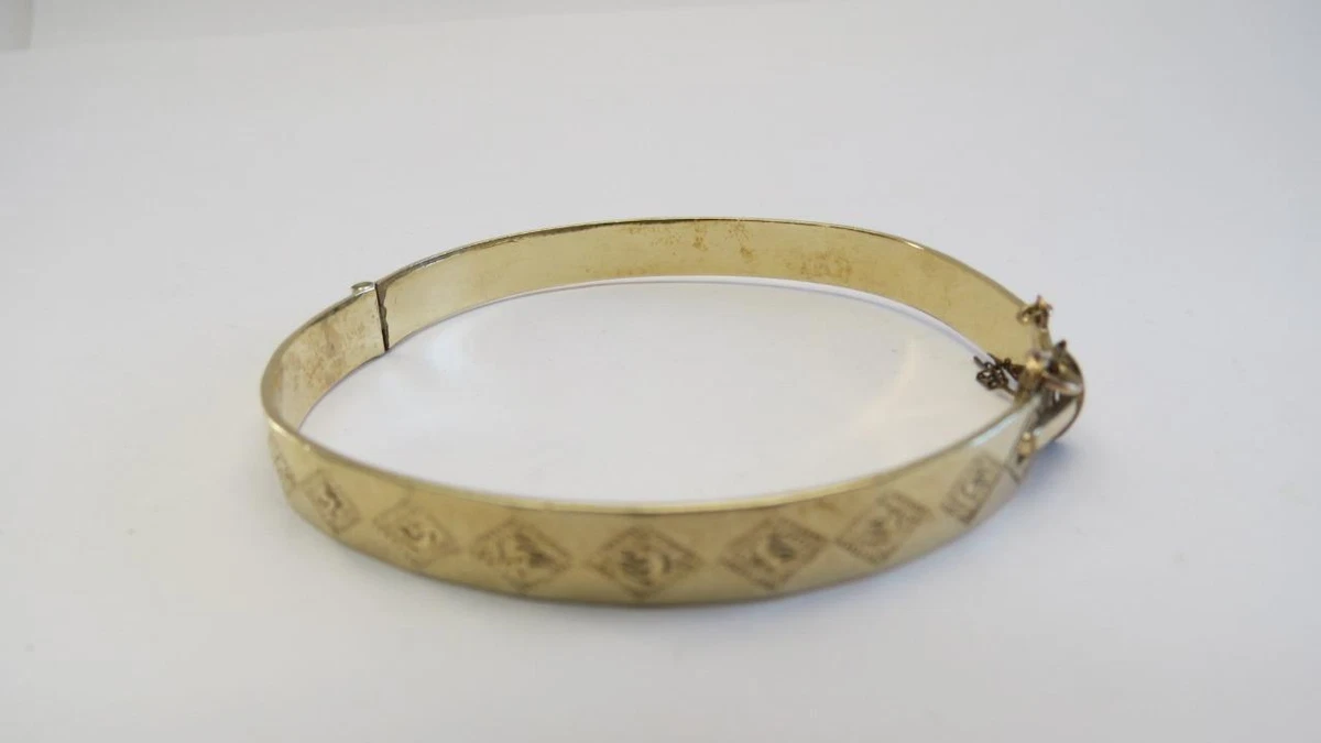 Vintage HG S 9ct Yellow Gold Metal Core Chased Hinged Opening