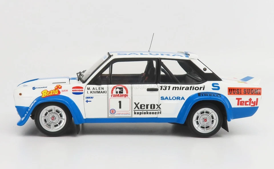 MODELLINO AUTO STATICO FIAT 131 ABARTH #1 ALEN WINNER RALLY 1000 LAGHI 1980 1/18 - Immagine 3 di 4