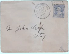 Chillicothe Ohio 1891 Fancy Cancel Postal Cover 1 Cent Blue Stamp ~ 703Y