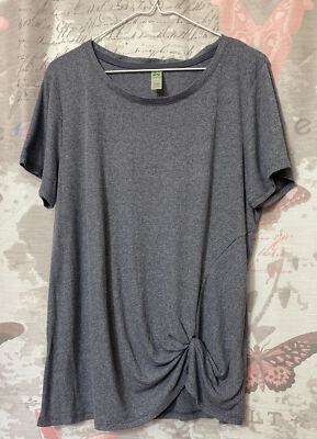 Green Tea Women's Tie Front Short Sleeve Tee Knot Ribbed T-Shirt