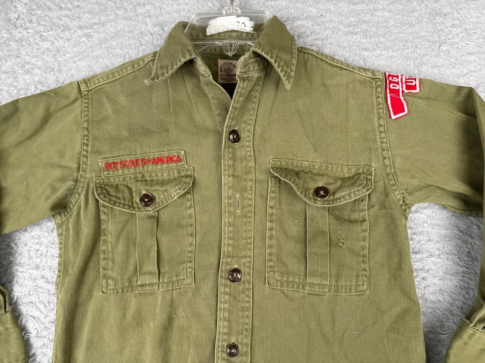 VINTAGE Boy Scouts of America Shirt Youth Small Green 50s Ogden Utah Long Sleeve - Image 4 of 4