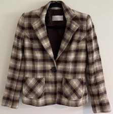 Ladies Valentino Roma Tweed Like Blazer Jacket.sz 46/10.check Print.wool/alpaca