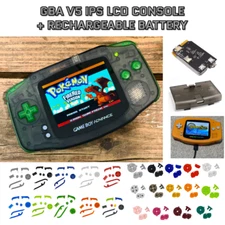 Nintendo Game Boy Advance GBA V5 IPS LCD CLEAR BLACK USB-C Rechargeable Battery