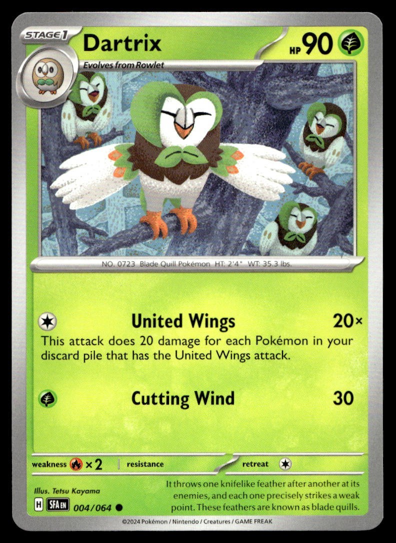 Dartrix 4/64 Pokemon Card Shrouded Fable Common 90 HP Near Mint LM