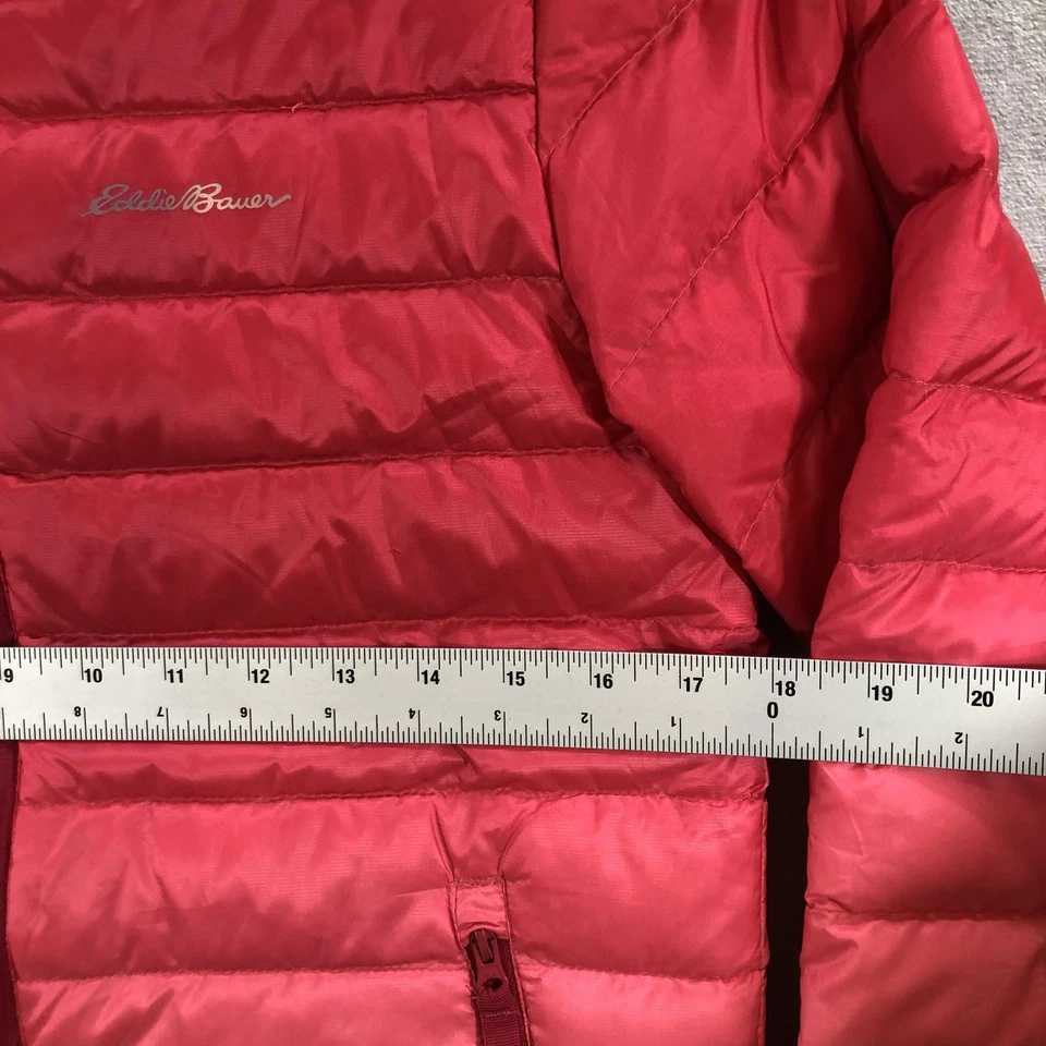 Eddie Bauer Jacket Youth Medium 10/12 Red Hooded Down Puffer reversable - Image 3 of 4