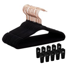 30 PCS Velvet Baby Hangers 11 Inch Non Slip 0.2 Ultra Thin Clips Black Lot
