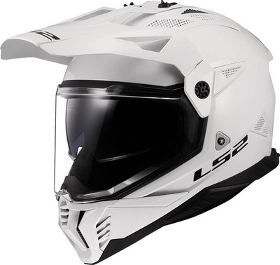 LS2 Adult's Blaze II Adventure Motorcylce Helmet w/SunShield Gloss White - Large