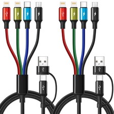6 in 1 Multiple Charging Cable, 2Pack 6Ft Multi Chargers Cord for All Devices Br