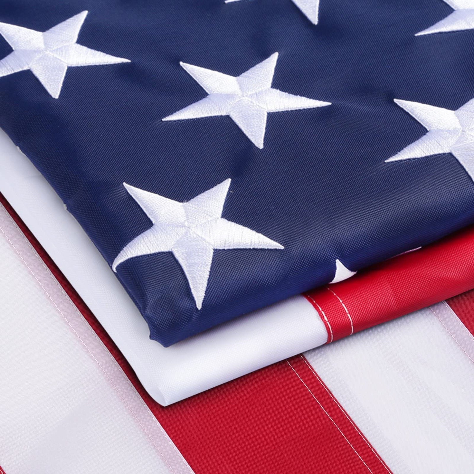 American Flag, 210D Heavy Duty Double Sided Outdoor Flag Embroidered Stars Brass