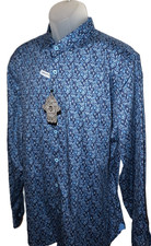 Visconti Skull Print Long Sleeve Shirt XL Stretch Navy Blue NWT
