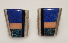 Pendientes Navajo Jim Royer Plata Telaraña Turquesa Lapislázuli Ónix Coral - .29