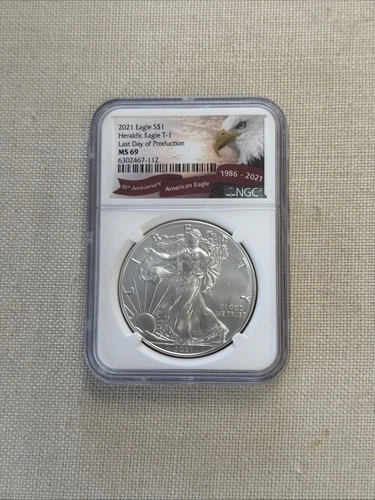 2021 $1 Type 1 American Silver Eagle NGC MS69 Brown Label