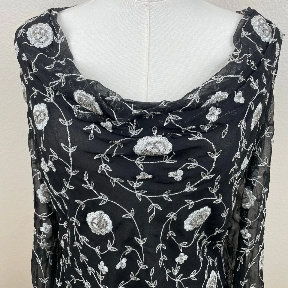 Top Y2K Años 90 Vintage Mujer Talla M Hada Seda Cuentas Capucha Capricho Mangas Acampanadas  Foto 4 de 4