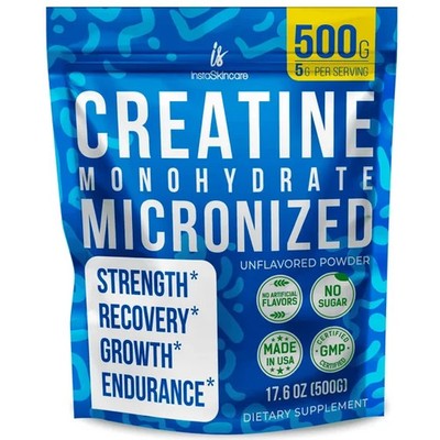 Creatine Monohydrate Powder Muscle Gain 5000mg Per Serv (5g) Made in USA 1.1LB